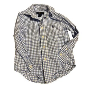 Ralph Lauren Kids Blue Gingham Check‎ Long Sleeve Button Down Shirt Size 4
